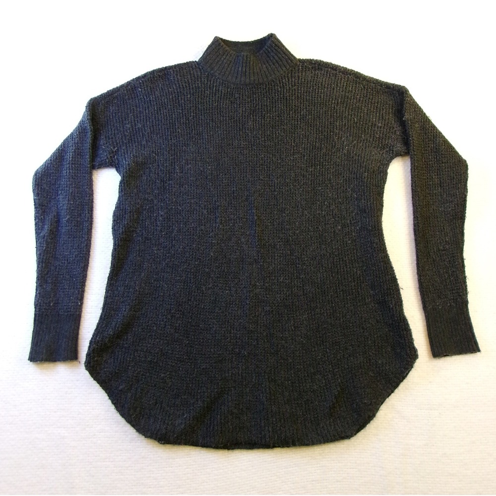 American Eagle Outfitters Womens Gray Mock Neck Knit Sweater Curved Hem Small